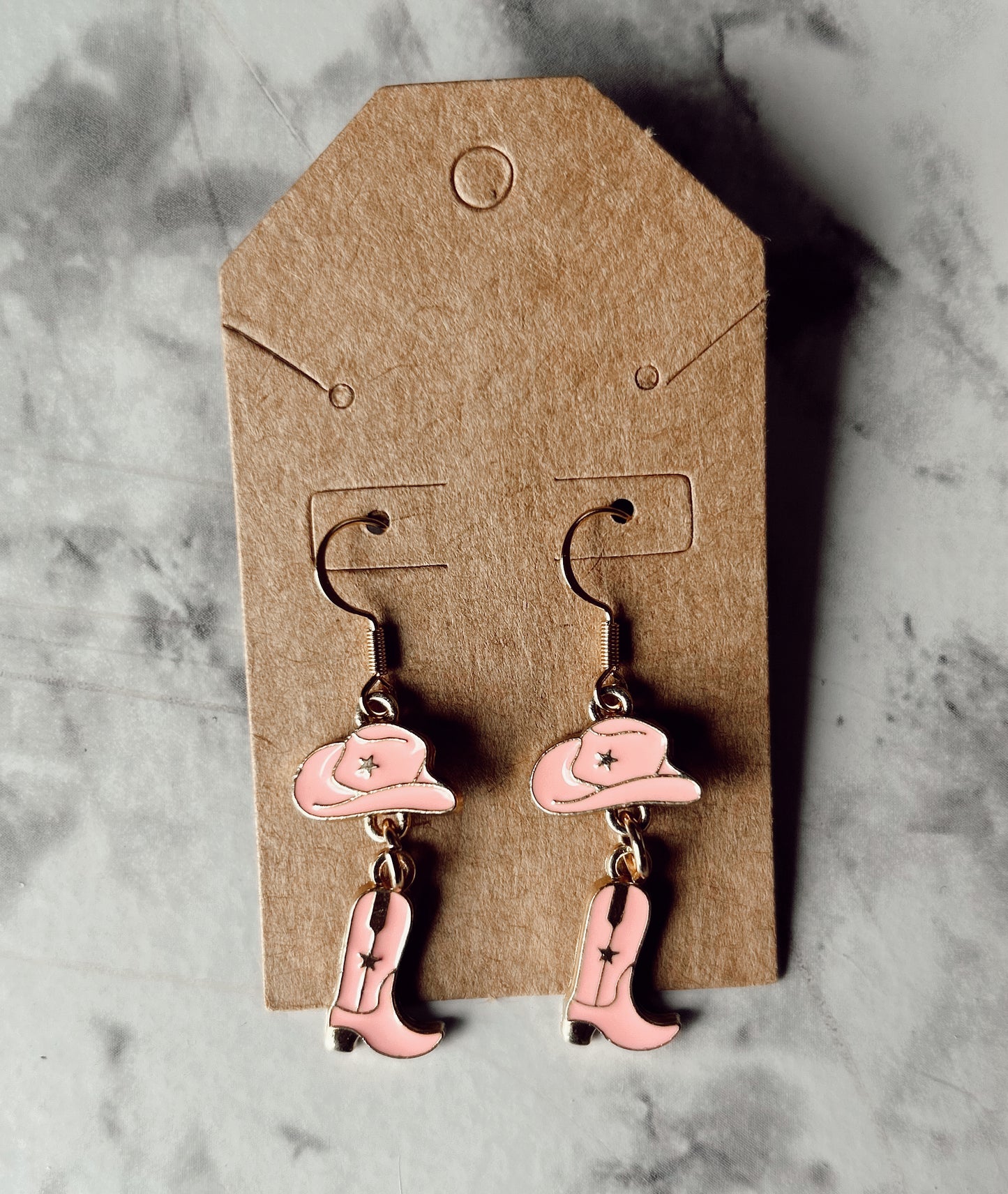 Baby Pink Cowboy Hat and Boot Earrings