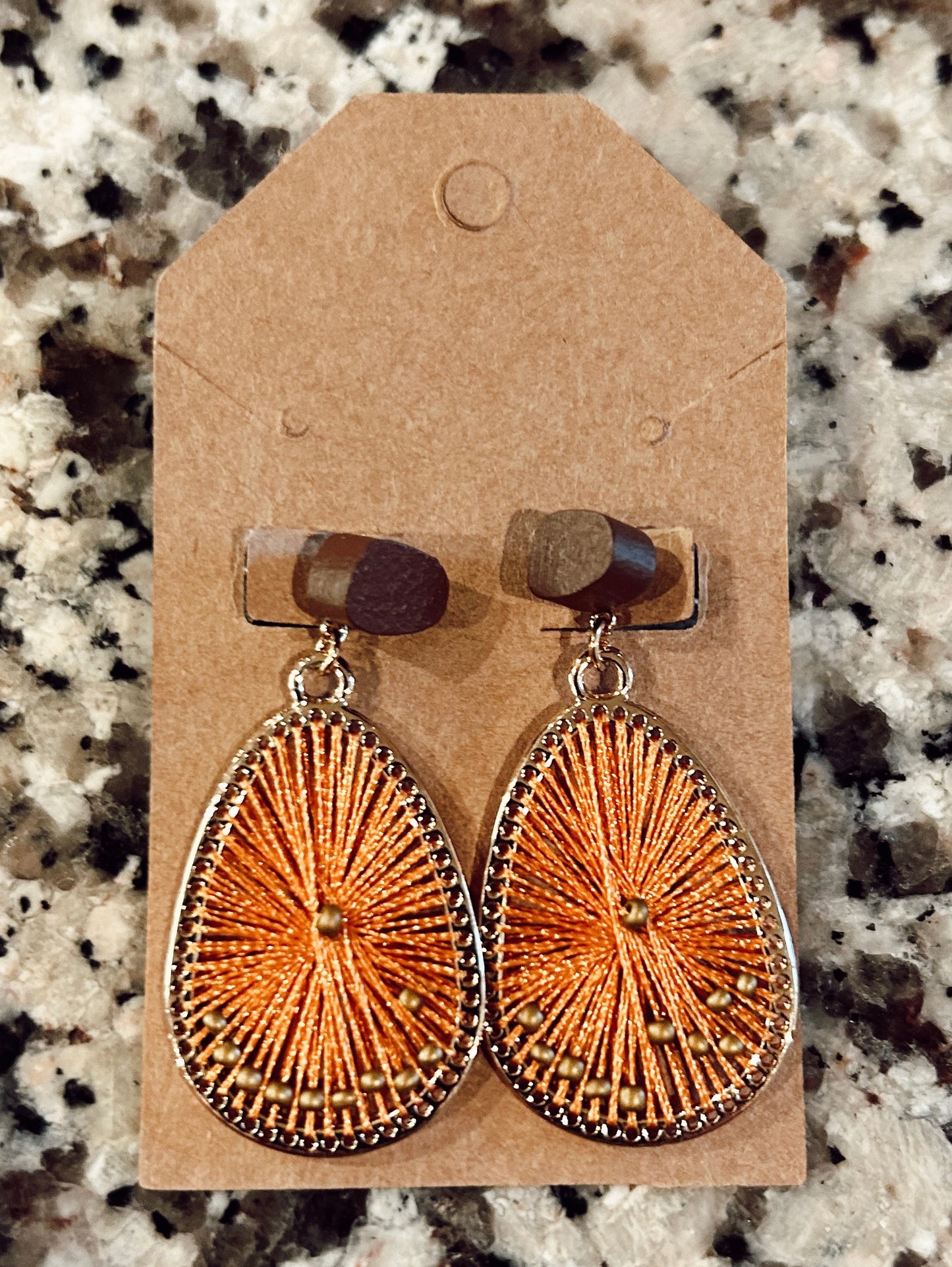 Red, Brown. Orange Threaded Earrings