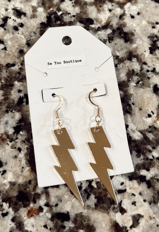 Bold Gold Lightning Bolt Earrings