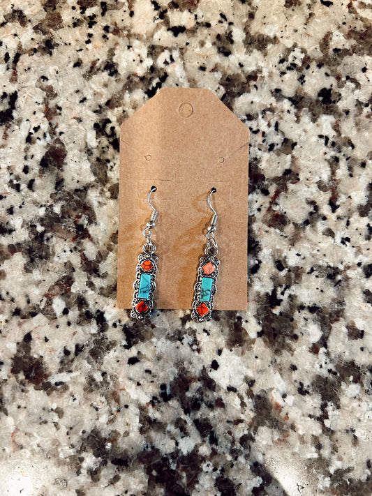 3 Stoned Dangling Earrings